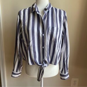 Rails Striped Tie Front Button Down Long Sleeve Shirt